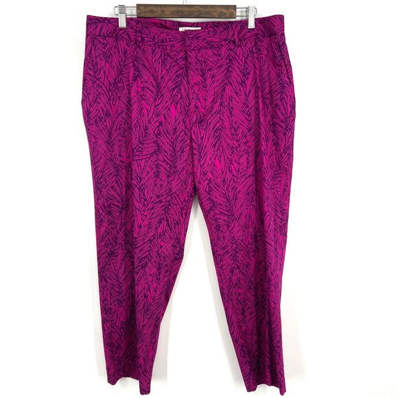 Coldwater Creek Pants - Coldwater Creek Size 16 Natural Fit Crop Capri Pants Pink Purple Floral Summer